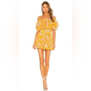 MISA Los Angeles Luella Dress in Yellow Washed Wildflower, XS